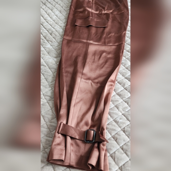 Refined Satin Cargo Pant Babaton Tan Women's Trousers. - Picture 1 of 6